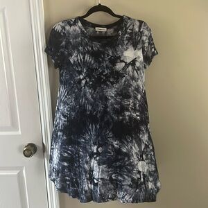 Black/Grey/White Tye Dye Short Sleeve Tunic